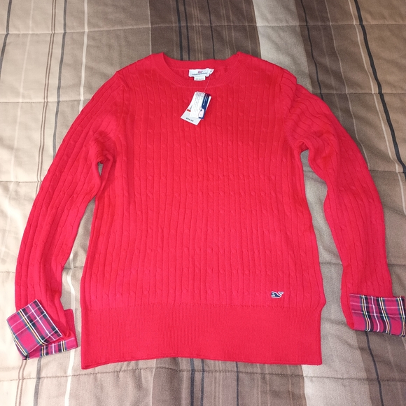 Vineyard Vines Sweaters - Vineyard Vines Red Cable Knit Crewneck Sweater XS